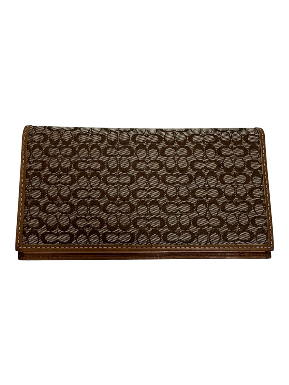 Coach Signature Monogram Logo Checkbook Cover Classic Everyday Wallet